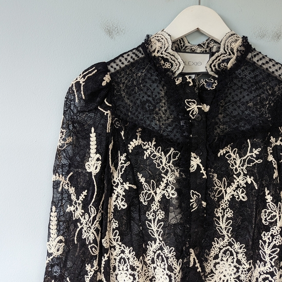 NWT Alexis Boda Embroidered Victorian Lace Puff Sleeve Top - Picture 6 of 10